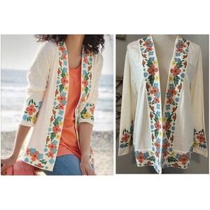 Soft Surroundings‎ Bohemian Floral Topper Embroidered Sz M